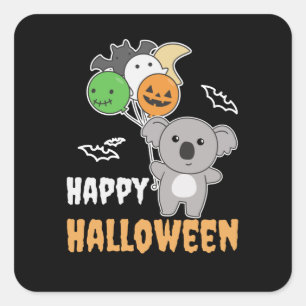 Sticker Carré Ballons Koala Halloween pour enfants Cute Koalas