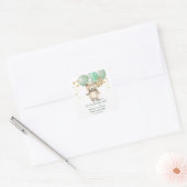 Sticker Carré Ballons Ours Teddy Baby shower Or Vert (Enveloppe)