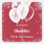 Sticker Carré Ballons rouges fête d'anniversaire blanche (Devant)