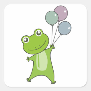 Sticker Carré Ballons verts grenouille Animaux amusants Enfants