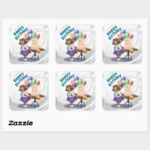 Sticker Carré Balloon coloré Anniversaire Fille (Feuille)