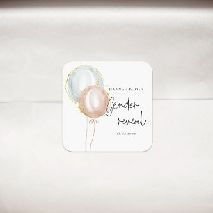 Sticker Carré Balloon rose et bleu Sexe Révéler Fête Faveur