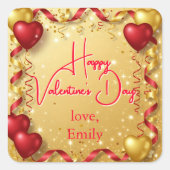 Sticker Carré Balloons Rouges et Dorés Bonne Saint-Valentin (Devant)