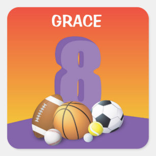 Sticker Carré Bals de sport pour la 8e fille