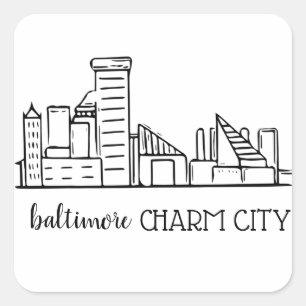 Sticker Carré Baltimore Skyline