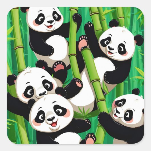 Sticker Carré Bamboo Panda (Devant)