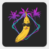 Sticker Carré banane cool rétro (Devant)