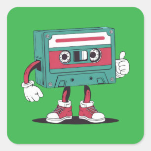 Sticker Carré Bande à cassette rétro.