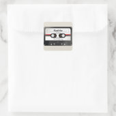 Sticker Carré Bande de cassette rétro Mariage gris beige (Sac)