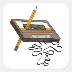 Sticker Carré Bande de cassette Retro Rewind 80's Style