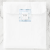 Sticker Carré bande de feuille bleu métallique élégant monogramm (Sac)