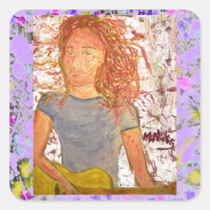 Sticker Carré bande de sable de guitare acoustique