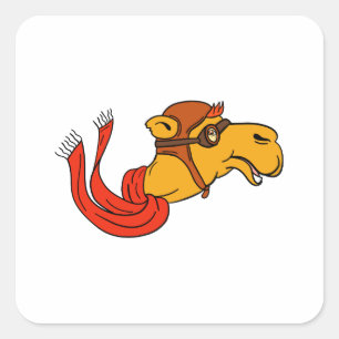 Sticker Carré Bande dessinée d'écharpe de lunettes de chameau