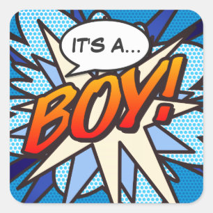 Sticker Carré Bande dessinée Pop Art C'EST UN GARÇON Révélation 