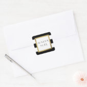 Sticker Carré Bande noire et blanche "Joyeux Noël" Fête de Noël (Enveloppe)