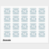 Sticker Carré Bandes bleu glace monogramme (Feuille)
