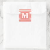 Sticker Carré Bandes de corail monogramme (Sac)