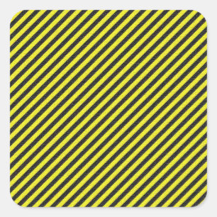 Sticker Carré Bandes diagonales minces en noir et jaune