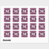 Sticker Carré Bandes mauve monogrammes (Feuille)