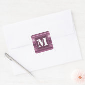 Sticker Carré Bandes mauve monogrammes (Enveloppe)