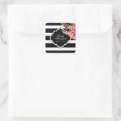 Sticker Carré Bandes Noires Et Hibiscus- Graduations (Sac)