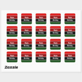 Sticker Carré Bandes Rouges Et Vertes (Feuille)