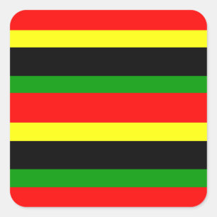 Sticker Carré Bandes rouges, jaunes, noires et vertes