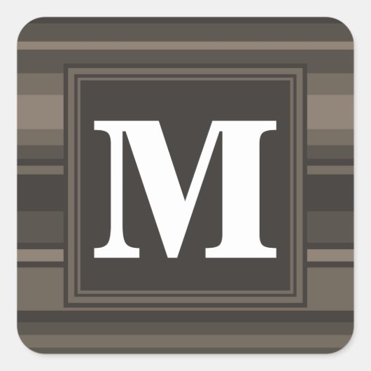 Sticker Carré Bandes taupe monogramme (Devant)