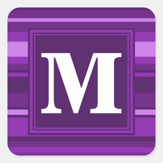 Sticker Carré Bandes violettes monogrammes (Devant)
