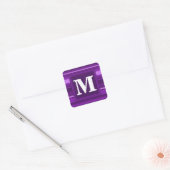 Sticker Carré Bandes violettes monogrammes (Enveloppe)