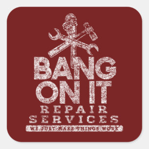 Sticker Carré Bang On It Services De Réparation White Gfx Dark R