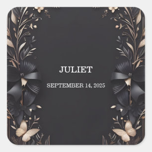 Sticker Carré Bannières Nœuds Ruban de Satin Découpe de Mariage 