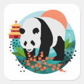 Sticker Carré BAO SHI - Panda -stickers 2 tailles (Devant)
