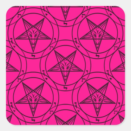Sticker Carré baphomet rose (Devant)