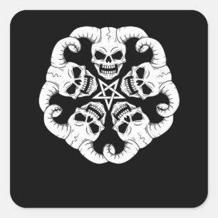 Sticker Carré Baphomet Toxits Women Lucifer 666 Skull Pentagram