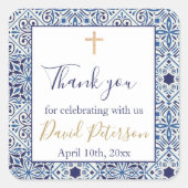 Sticker Carré Baptême Communion Confirmation favoriser autocolla (Devant)