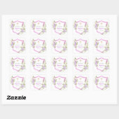 Sticker Carré Baptême crête rose fleurs violet fille (Feuille)