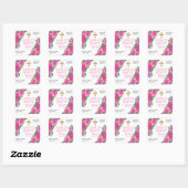 Sticker Carré Baptême | Fille rose Rose d'aquarelle | Croix (Feuille)