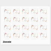 Sticker Carré Baptême floral rose rose glamour (Feuille)