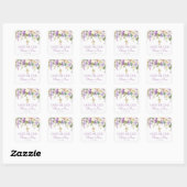 Sticker Carré Baptême Floral Violet Favoriser (Feuille)