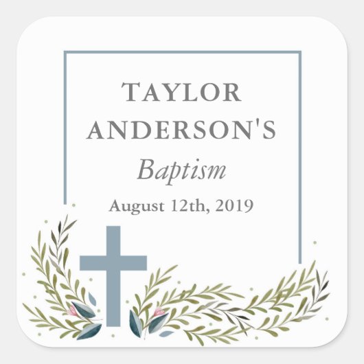 Sticker Carré Baptère bleu floral (Devant)