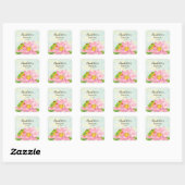 Sticker Carré Baptism Pink Waterlily & Tree Frog (Feuille)
