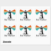 Sticker Carré Bar Harbor Maine Lighthouse Rainbow (Feuille)