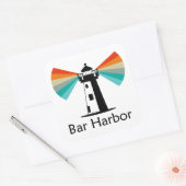 Sticker Carré Bar Harbor Maine Lighthouse Rainbow (Enveloppe)