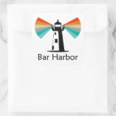 Sticker Carré Bar Harbor Maine Lighthouse Rainbow (Sac)