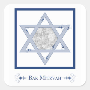 Sticker Carré bar mitzvah (étoile de david elegance, cadeau phot