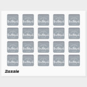 Sticker Carré Bar Mitzvah moderne Silver Grey Tallit Gras Script (Feuille)
