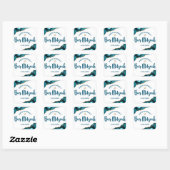 Sticker Carré Bar Mitzvah Simple moderne Turquoise Agate Script (Feuille)