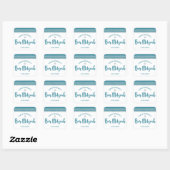 Sticker Carré Bar Mitzvah Turquoise Argent Tallit Bold Script mo (Feuille)