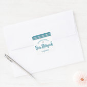 Sticker Carré Bar Mitzvah Turquoise Argent Tallit Bold Script mo (Enveloppe)